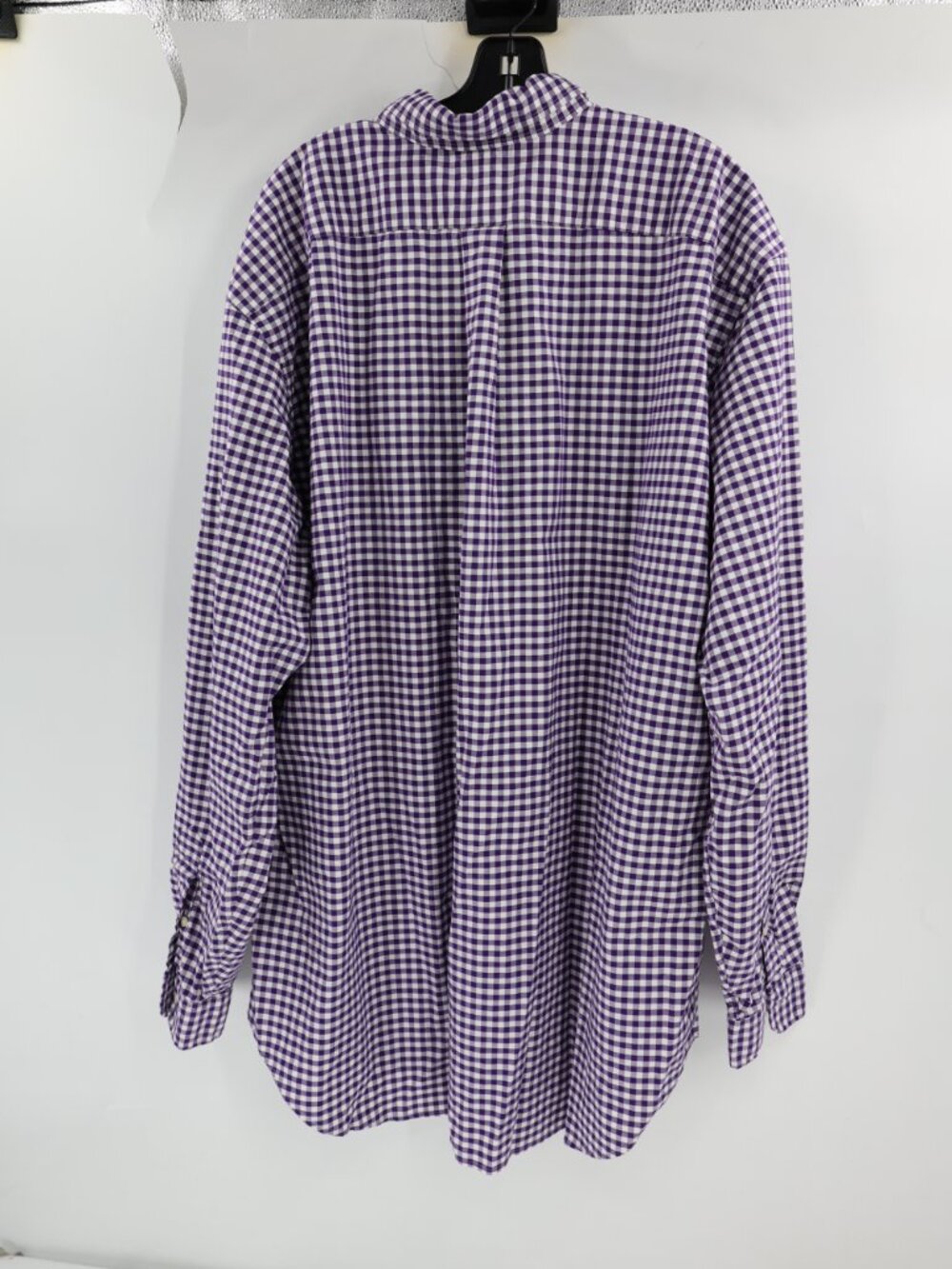 Ralph Lauren Shirt Mens 2XLT Stretch Oxford Check Long Sleeve Flesh pony purple - Picture 6 of 13
